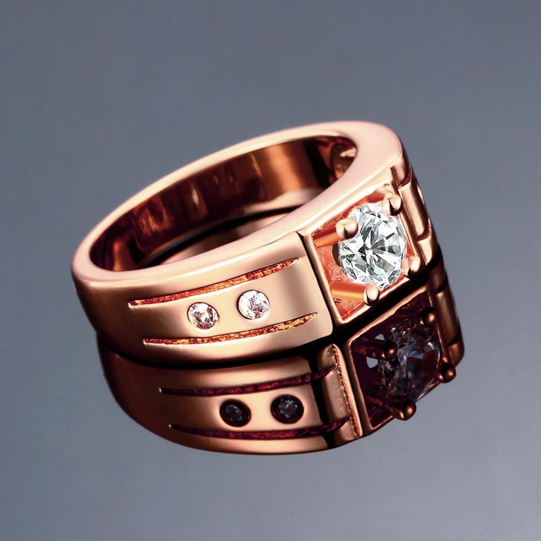 Wholesale Classic Rose Gold Geometric White CZ Ring Fashion Simple Stylish Jewelry TGGPR334 2