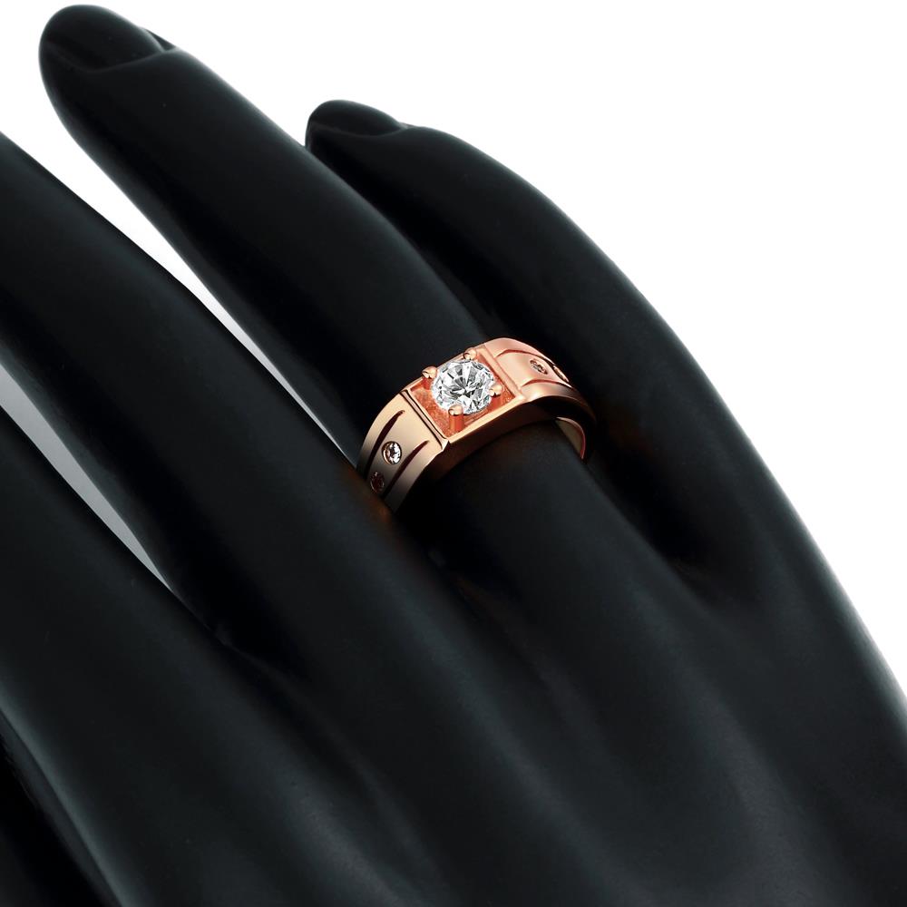 Wholesale Classic Rose Gold Geometric White CZ Ring Fashion Simple Stylish Jewelry TGGPR334 3