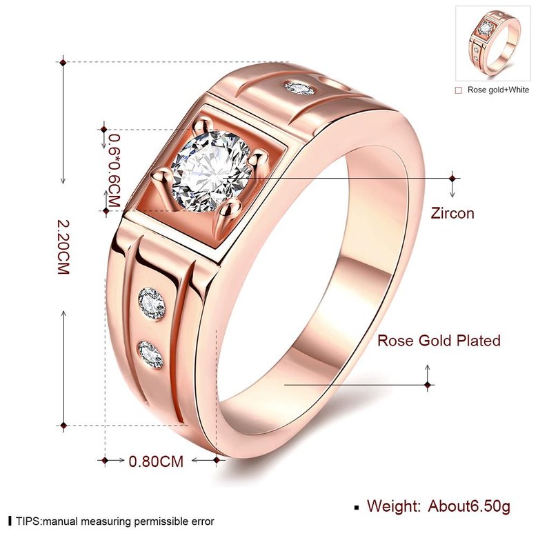 Wholesale Classic Rose Gold Geometric White CZ Ring Fashion Simple Stylish Jewelry TGGPR334 4