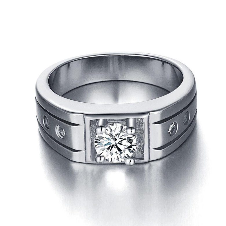 Wholesale Classic Romantic Platinum Geometric White CZ Ring for man Fashion Simple Stylish Jewelry TGGPR341 0