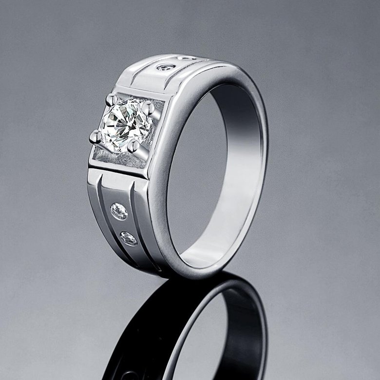 Wholesale Classic Romantic Platinum Geometric White CZ Ring for man Fashion Simple Stylish Jewelry TGGPR341 1