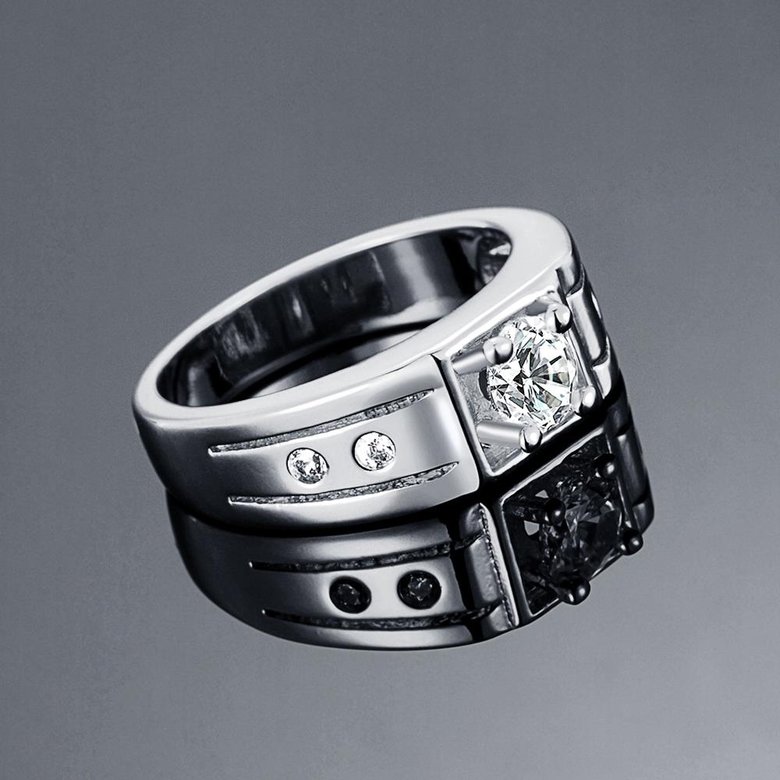 Wholesale Classic Romantic Platinum Geometric White CZ Ring for man Fashion Simple Stylish Jewelry TGGPR341 2