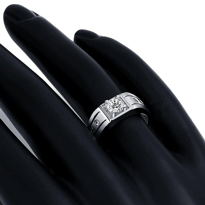 Wholesale Classic Romantic Platinum Geometric White CZ Ring for man Fashion Simple Stylish Jewelry TGGPR341 3