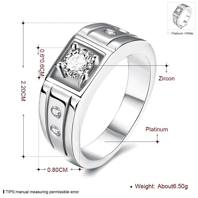 Wholesale Classic Romantic Platinum Geometric White CZ Ring for man Fashion Simple Stylish Jewelry TGGPR341 4