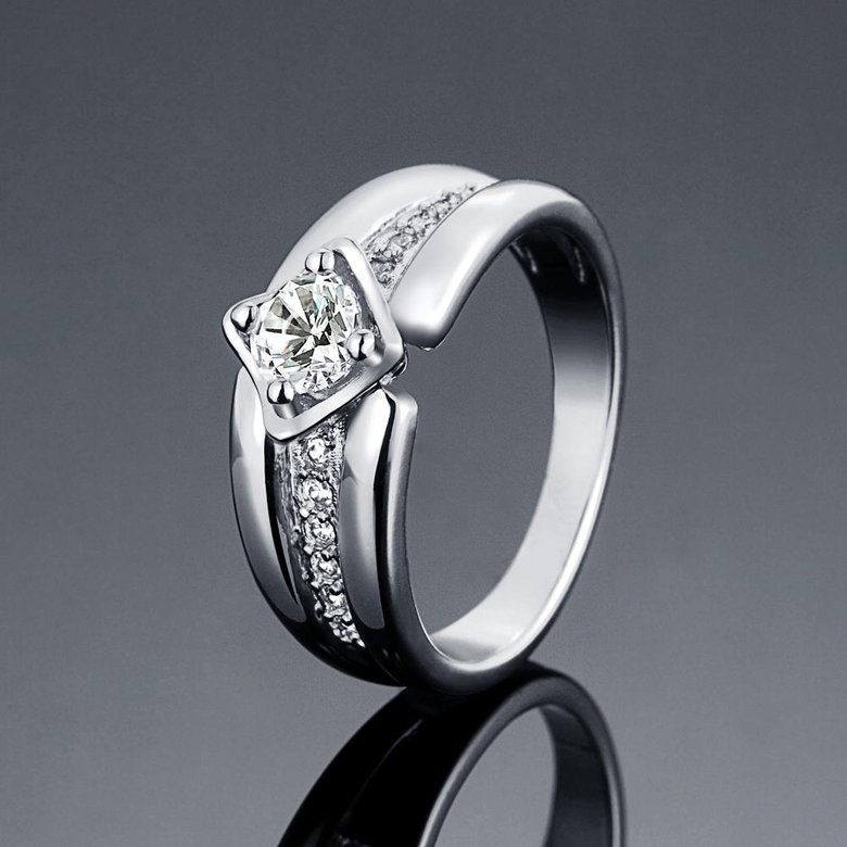 Wholesale Classic Romantic Platinum Geometric White CZ Ring for man Fashion Simple Stylish Jewelry TGGPR383 0