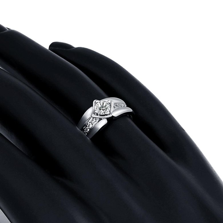 Wholesale Classic Romantic Platinum Geometric White CZ Ring for man Fashion Simple Stylish Jewelry TGGPR383 2