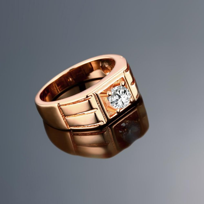 Wholesale Classic Rose Gold Geometric White CZ Ring TGGPR394 1