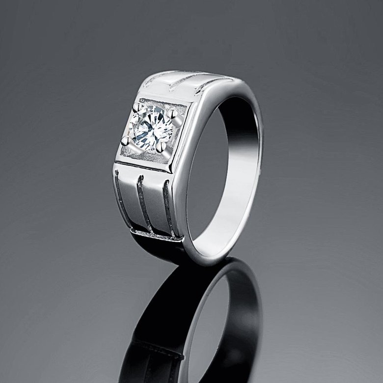 Wholesale Classic Romantic Platinum Geometric White CZ Ring for man Fashion Simple Stylish Jewelry TGGPR400 0