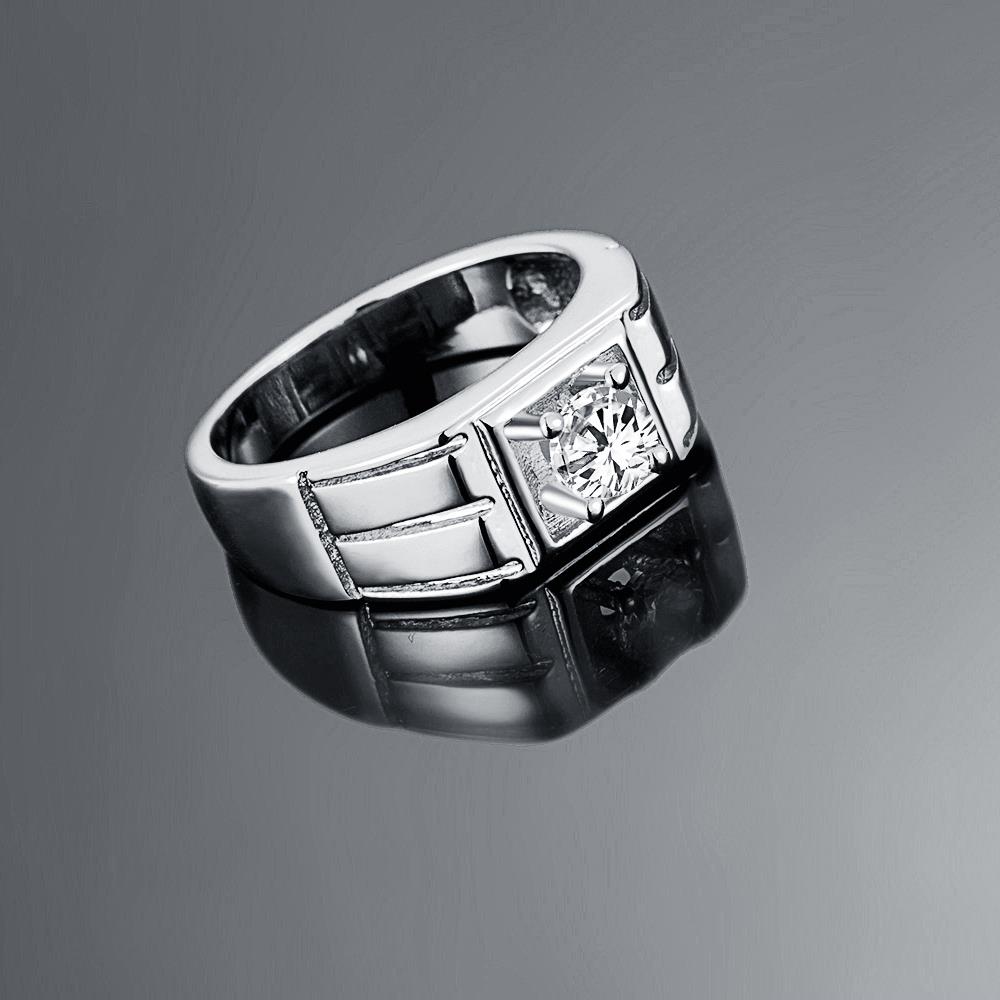 Wholesale Classic Romantic Platinum Geometric White CZ Ring for man Fashion Simple Stylish Jewelry TGGPR400 1