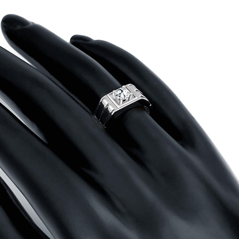 Wholesale Classic Romantic Platinum Geometric White CZ Ring for man Fashion Simple Stylish Jewelry TGGPR400 2