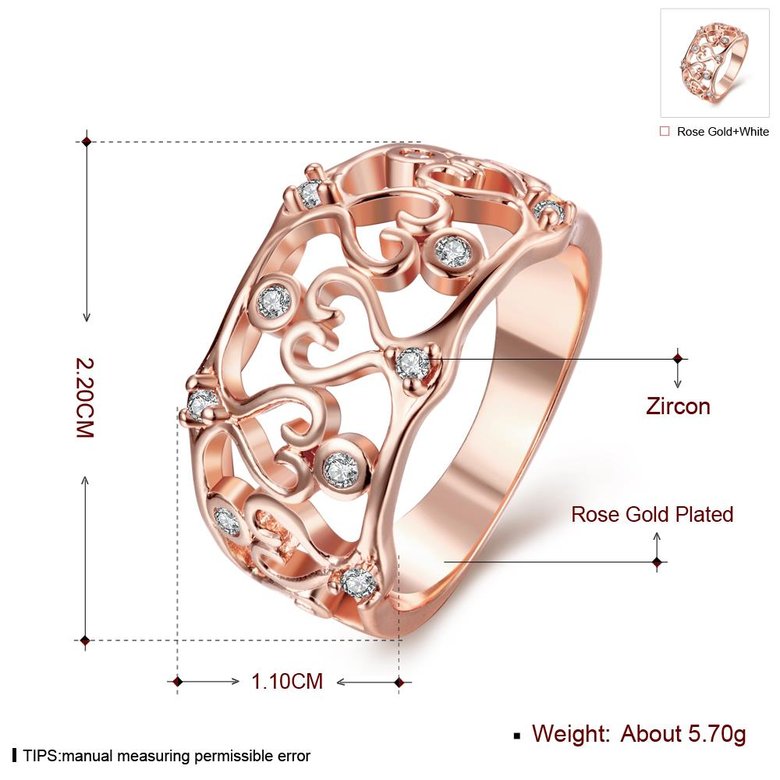 Wholesale Classic Rose Gold Heart White CZ Ring TGGPR411 0