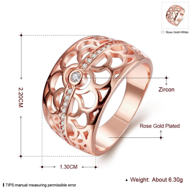 Wholesale Classic Rose Gold Geometric White CZ Ring TGGPR417 0