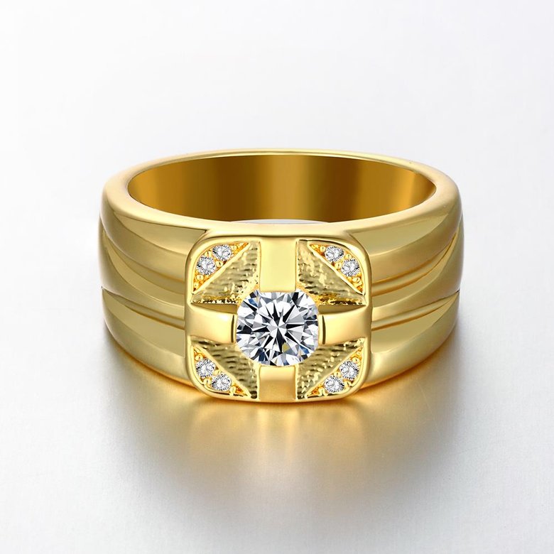Wholesale Classic Trendy Design 24K gold Geometric White CZ Ring  for man ring Engagement ring jewelry TGGPR423 0