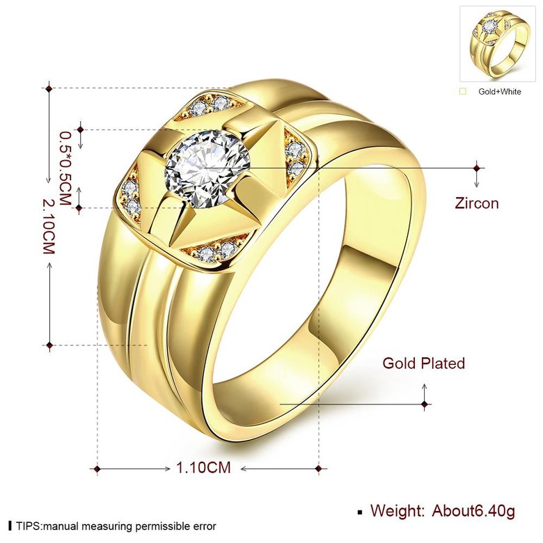 Wholesale Classic Trendy Design 24K gold Geometric White CZ Ring  for man ring Engagement ring jewelry TGGPR423 4