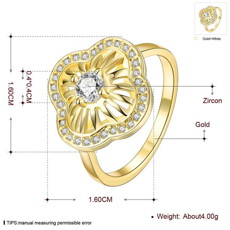 Wholesale Luxury Trendy Design 24K gold Geometric White CZ Ring  Vintage Bridal ring Engagement ring jewelry TGGPR429 0