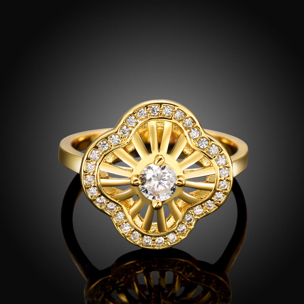 Wholesale Luxury Trendy Design 24K gold Geometric White CZ Ring  Vintage Bridal ring Engagement ring jewelry TGGPR429 1