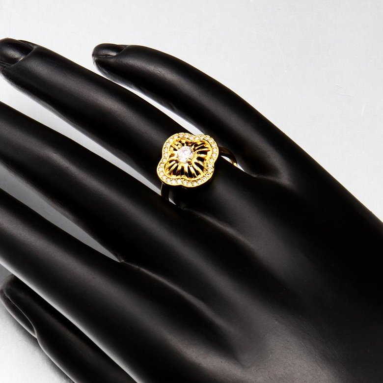 Wholesale Luxury Trendy Design 24K gold Geometric White CZ Ring  Vintage Bridal ring Engagement ring jewelry TGGPR429 2