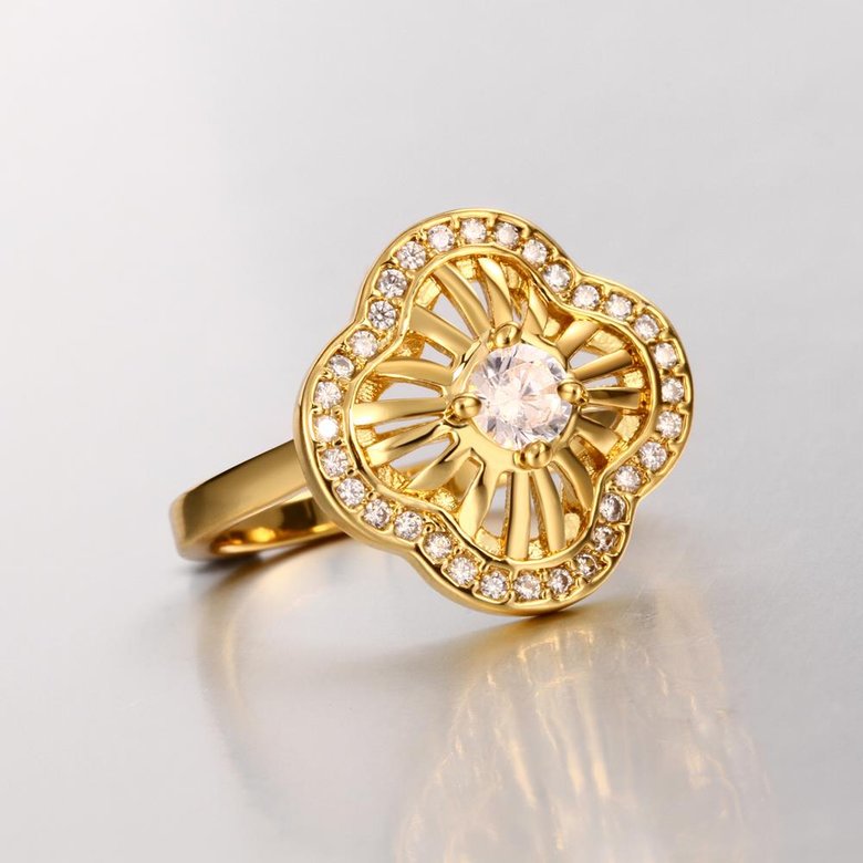 Wholesale Luxury Trendy Design 24K gold Geometric White CZ Ring  Vintage Bridal ring Engagement ring jewelry TGGPR429 3