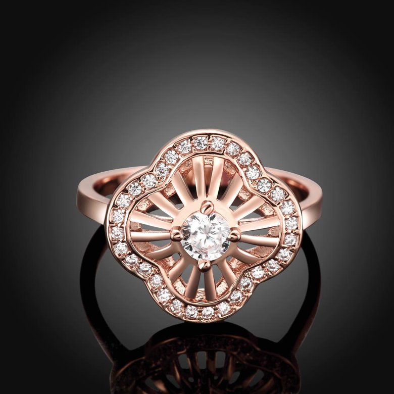 Wholesale Classic Rose Gold Plant White CZ Ring TGGPR435 0
