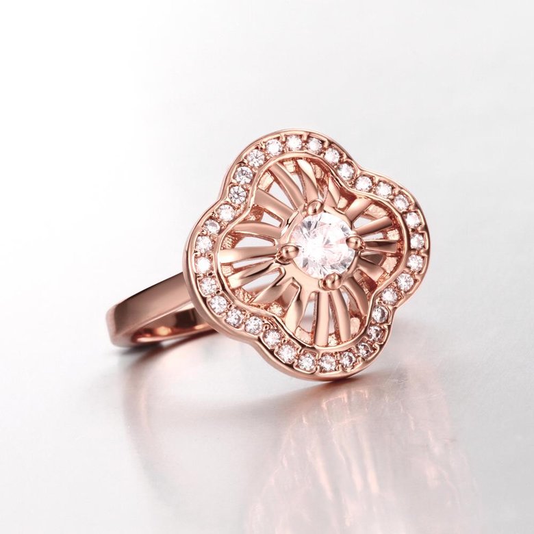 Wholesale Classic Rose Gold Plant White CZ Ring TGGPR435 2
