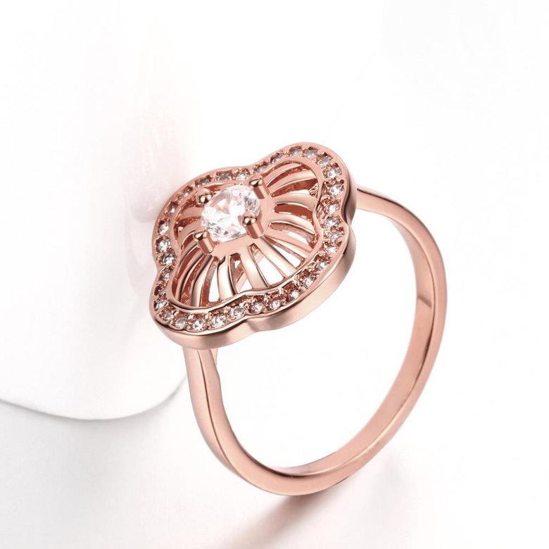 Wholesale Classic Rose Gold Plant White CZ Ring TGGPR435 3