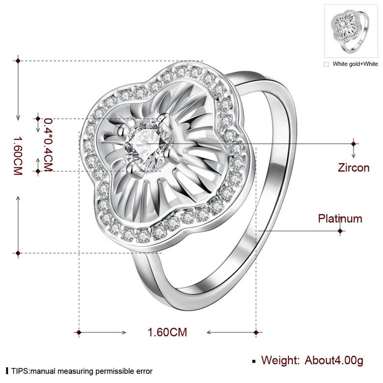 Wholesale Classic Platinum Plant White CZ Ring TGGPR441 0