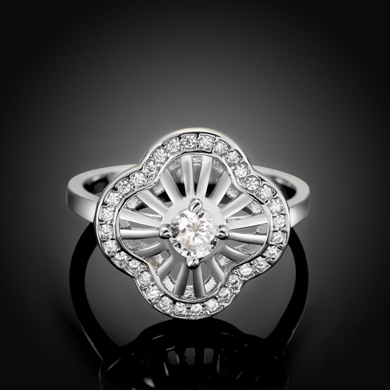 Wholesale Classic Platinum Plant White CZ Ring TGGPR441 1