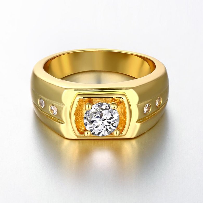 Wholesale Classic 24K Gold Geometric White CZ Ring TGGPR447 0