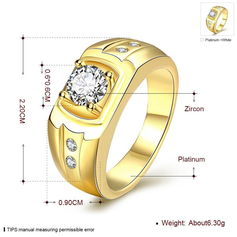 Wholesale Classic 24K Gold Geometric White CZ Ring TGGPR447 4