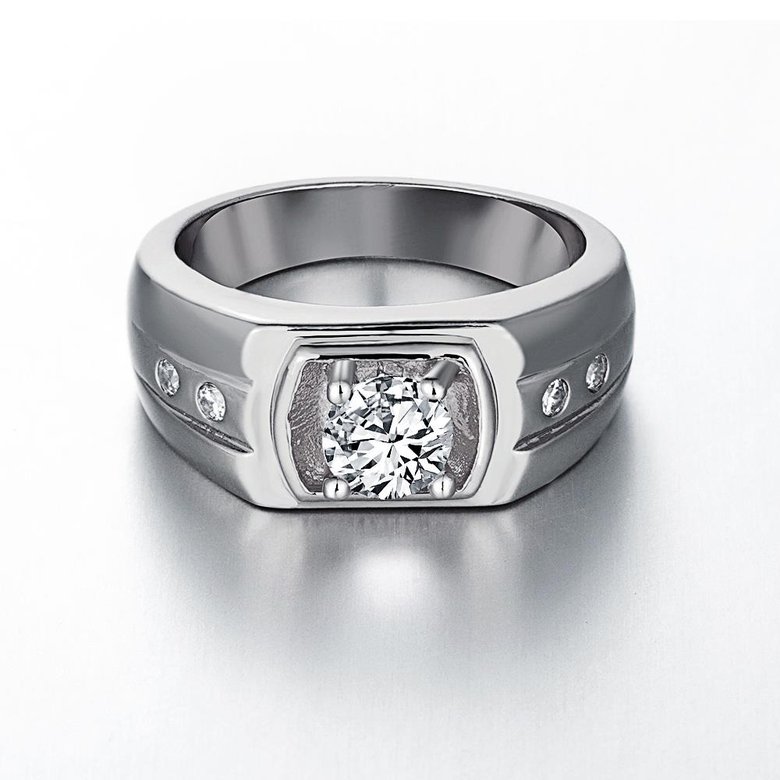 Wholesale Classic Romantic Platinum Geometric White CZ Ring for man Fashion Simple Stylish Jewelry TGGPR459 0