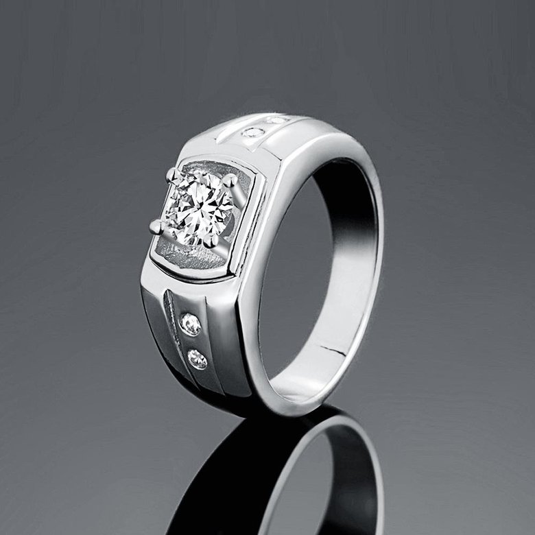 Wholesale Classic Romantic Platinum Geometric White CZ Ring for man Fashion Simple Stylish Jewelry TGGPR459 1