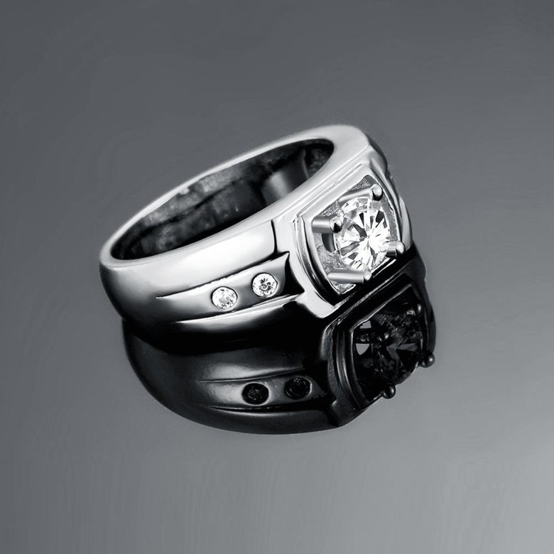 Wholesale Classic Romantic Platinum Geometric White CZ Ring for man Fashion Simple Stylish Jewelry TGGPR459 2