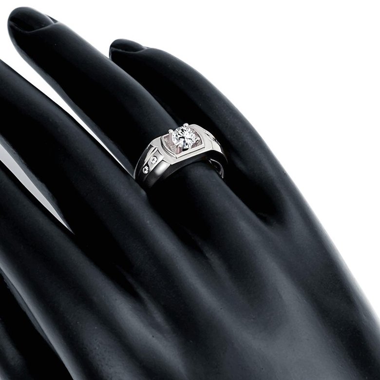 Wholesale Classic Romantic Platinum Geometric White CZ Ring for man Fashion Simple Stylish Jewelry TGGPR459 3