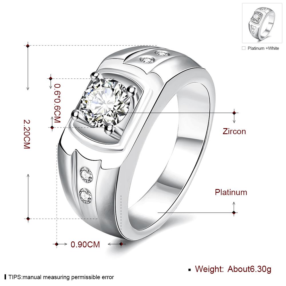 Wholesale Classic Romantic Platinum Geometric White CZ Ring for man Fashion Simple Stylish Jewelry TGGPR459 4