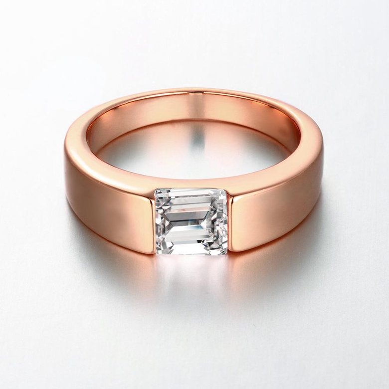 Wholesale Classic Rose Gold Geometric White CZ Ring TGGPR475 0