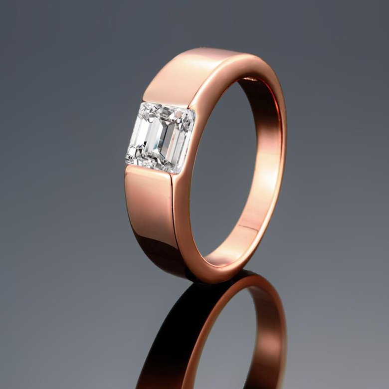 Wholesale Classic Rose Gold Geometric White CZ Ring TGGPR475 1