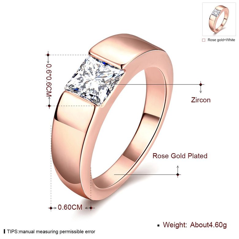 Wholesale Classic Rose Gold Geometric White CZ Ring TGGPR475 4