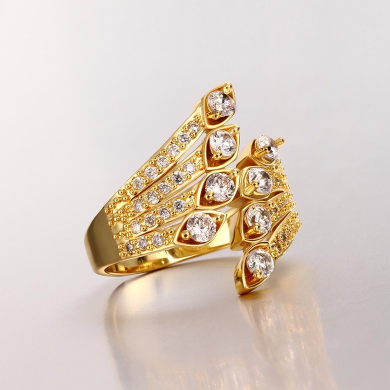 Wholesale Classic 24K Gold Geometric White CZ Ring TGGPR495 1