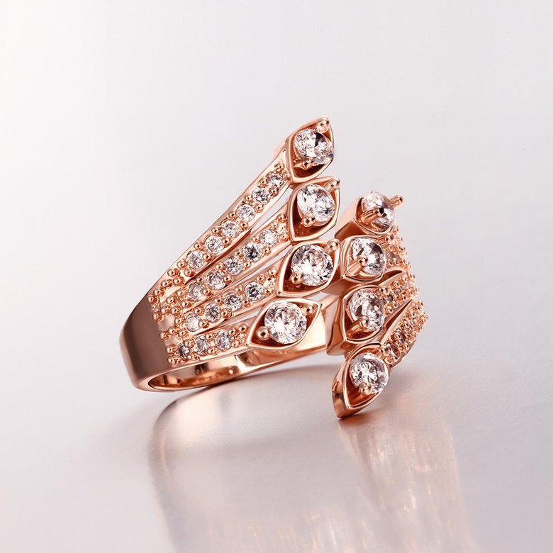 Wholesale Classic Rose Gold Geometric White CZ Ring TGGPR501 1