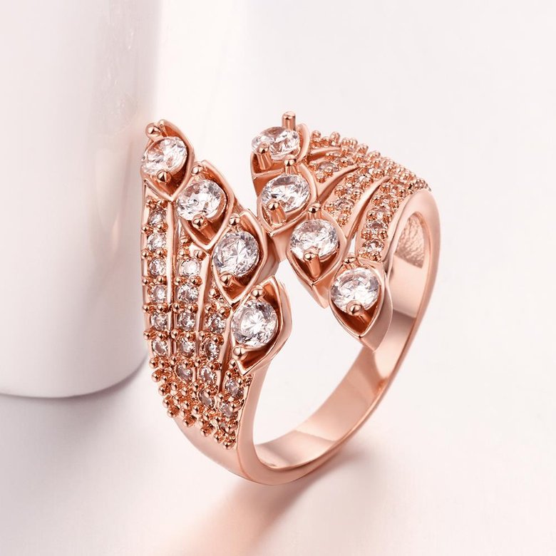 Wholesale Classic Rose Gold Geometric White CZ Ring TGGPR501 2