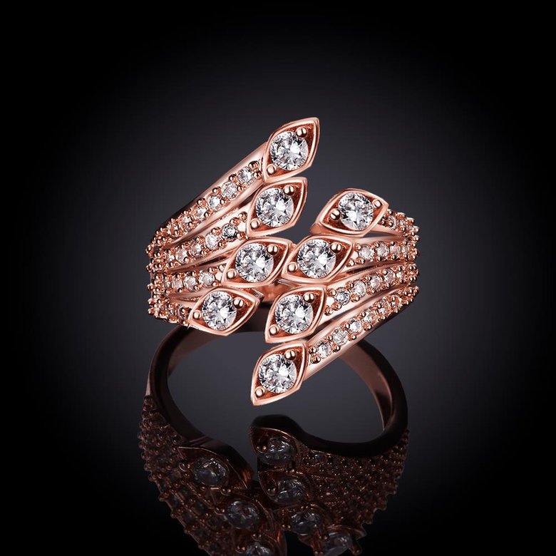 Wholesale Classic Rose Gold Geometric White CZ Ring TGGPR501 4