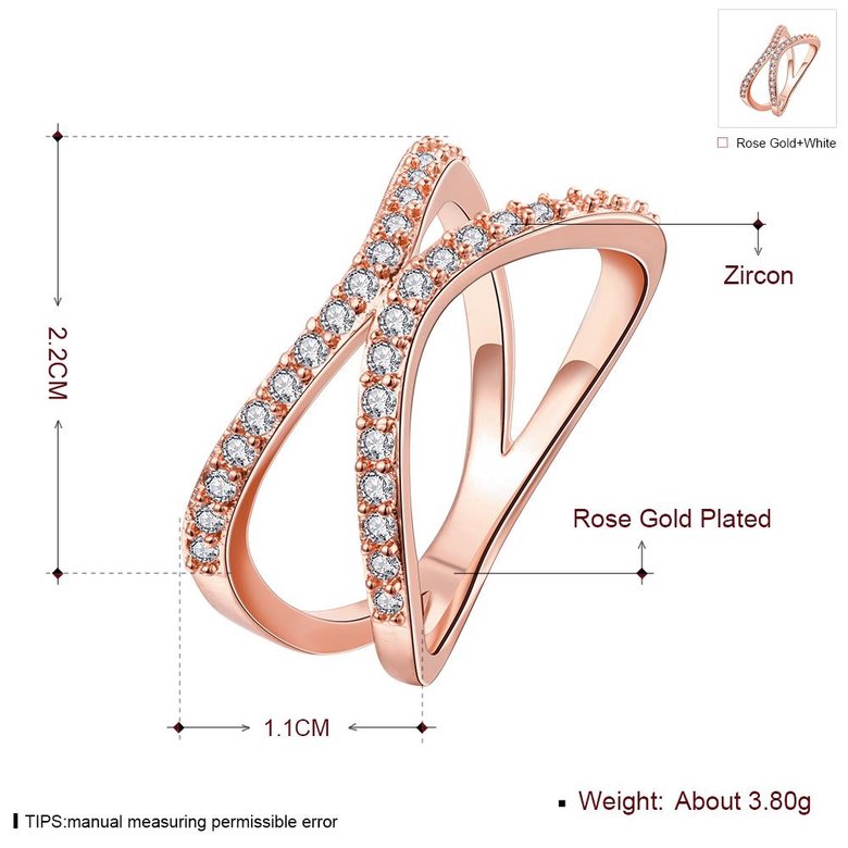 Wholesale Classic Rose Gold Geometric White CZ Ring TGGPR511 0