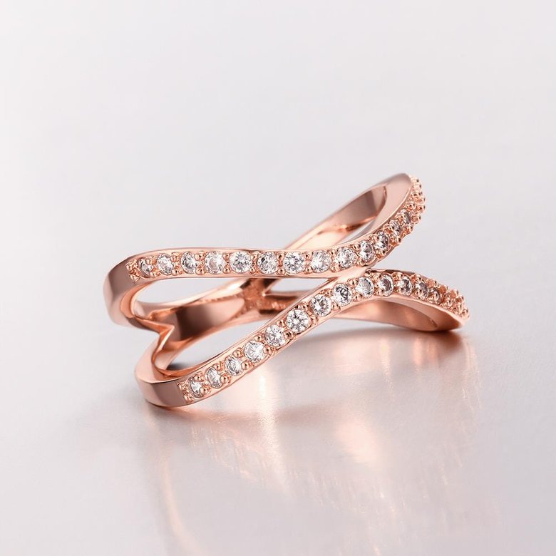 Wholesale Classic Rose Gold Geometric White CZ Ring TGGPR511 2