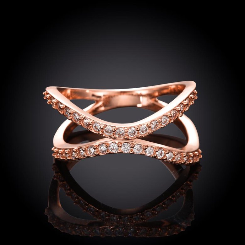 Wholesale Classic Rose Gold Geometric White CZ Ring TGGPR511 3