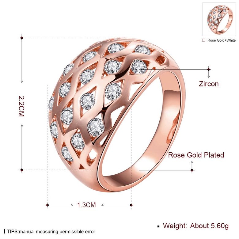 Wholesale Classic Rose Gold Round White CZ Ring TGGPR541 1