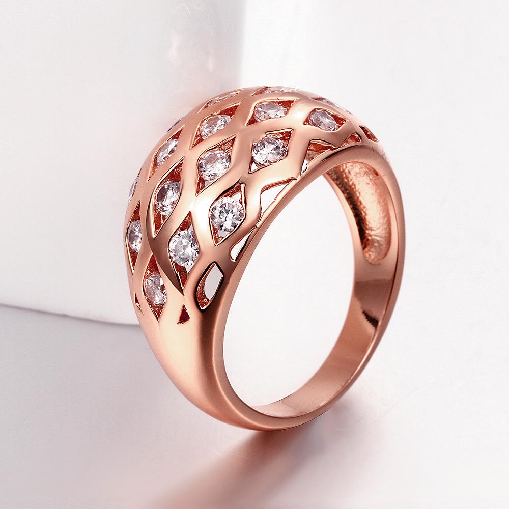 Wholesale Classic Rose Gold Round White CZ Ring TGGPR541 5