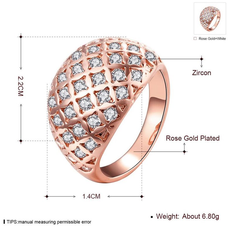 Wholesale Classic Rose Gold Geometric White CZ Ring TGGPR550 1