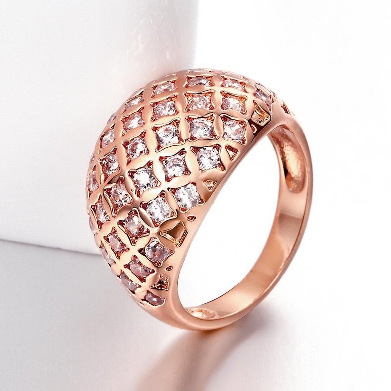 Wholesale Classic Rose Gold Geometric White CZ Ring TGGPR550 3