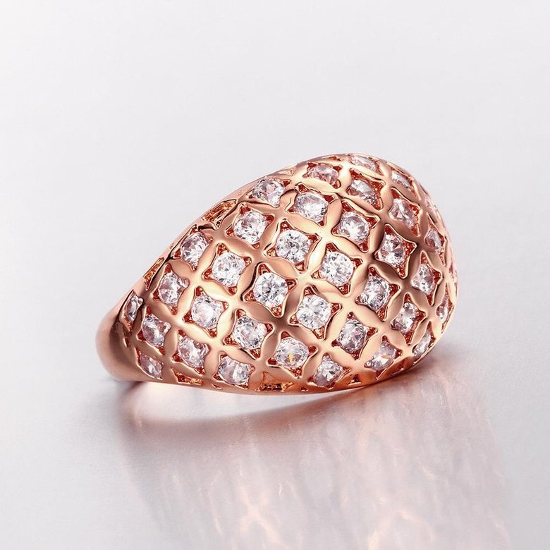 Wholesale Classic Rose Gold Geometric White CZ Ring TGGPR550 4