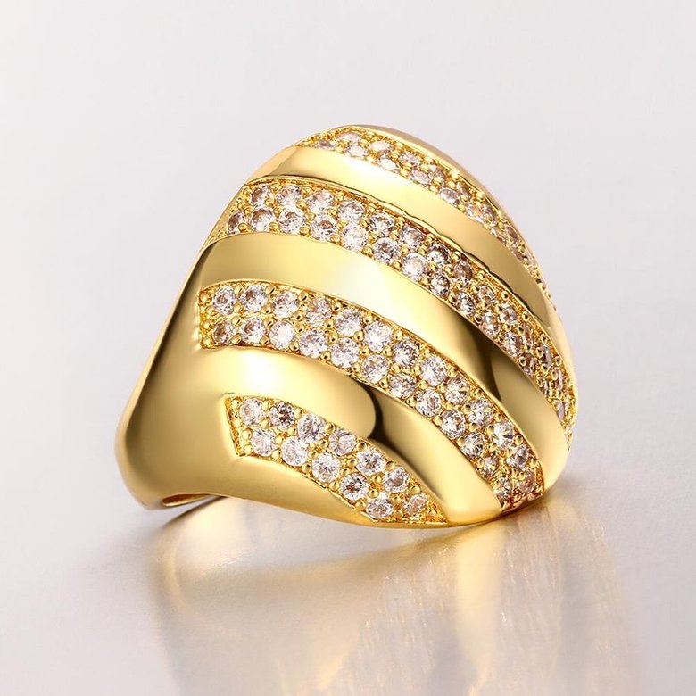 Wholesale Classic 24K Gold Water Drop White CZ Ring TGGPR554 1